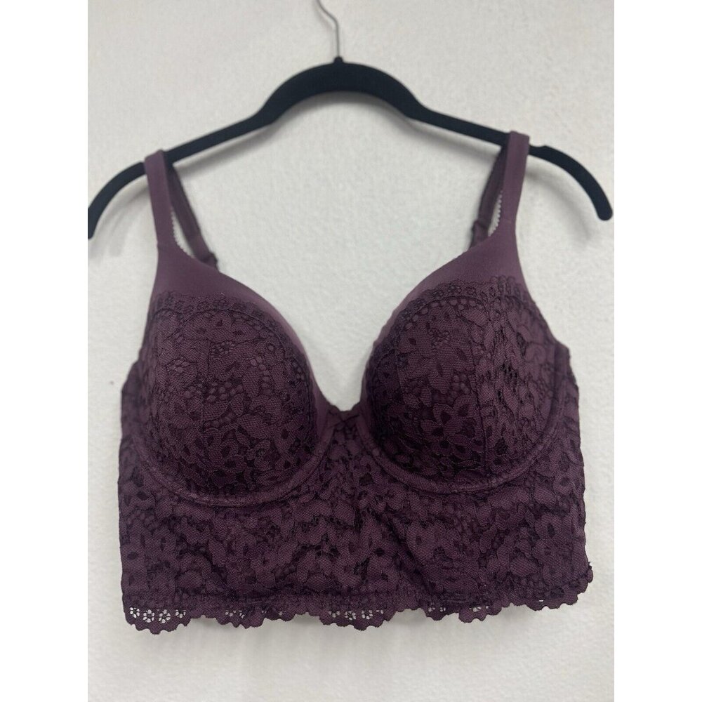 Lace Longline Bra - Plum
